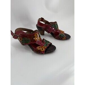 GORGEOUS L’artiste by Spring Step Ketta Red Leather Heeled Open Toe Sandals 38